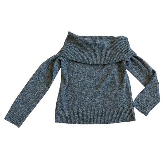 Lucky Brand Pullover Off-Shoulder Sweater Dark Grey Stretch Size Small Women's - Picture 1 of 11